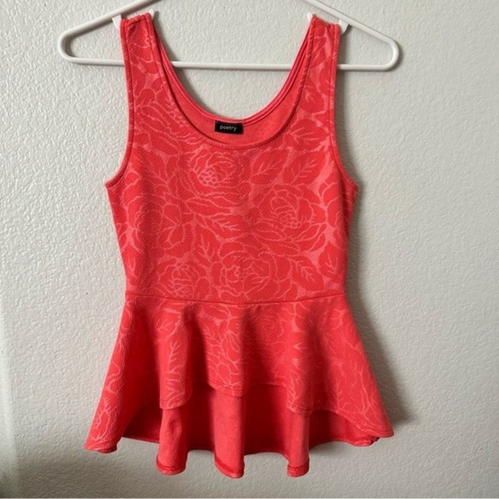 Poetry coral peplum blouse size medium